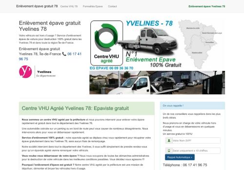 Enlevement epave gratuit Yvelines 78